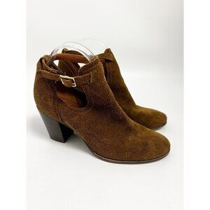 Frye Sz 8.5 B Shootie Boot Chestnut Brown Suede Meghan ankle open authentic Frye